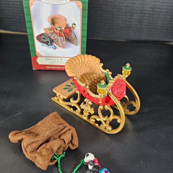 2001 Hallmark Keepsake Ornament Santa Sleigh Set Of 2 Ornaments NIB - Picture 15 of 16
